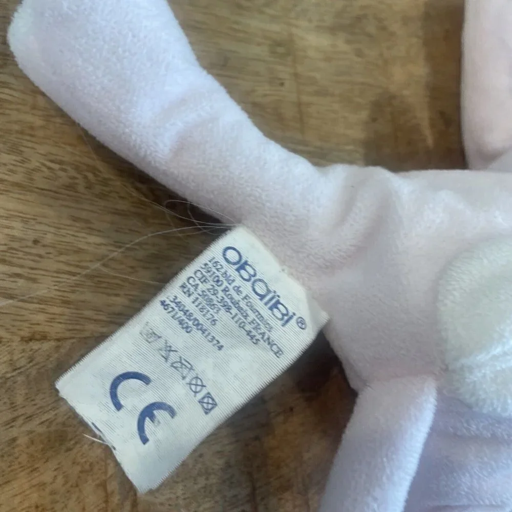 OBAIBI France Doudou Dog Puppy Pink White Lovey  SOFT TOY